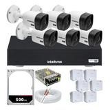 Kit 6 Câmeras Intelbras Bullet 1120b Dvr Mhdx 8 Canais Cftv