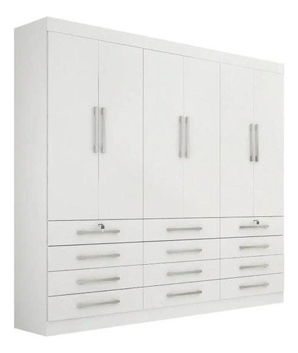 Guarda Roupa Casal Mônaco 6pt Branco Mdf Móveis D'doro