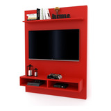 Mueble Panel Para Led Lcd Organizador Moderno Max H/55´´ Color Rojo