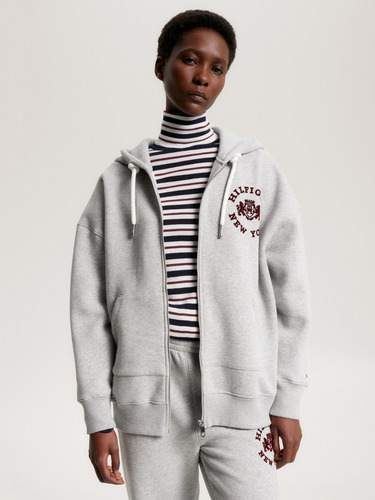 Polerón Hoodie Relaxed Con Cierre Gris Tommy Hilfiger