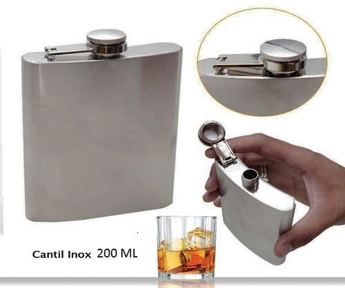 Cantil Porta Bebida De Bolso 200ml Inox - Whisky Vodka S/d
