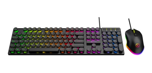 Kit Teclado + Mouse Gamer Xinua Km2 Retro Punk Luz Rgb Usb