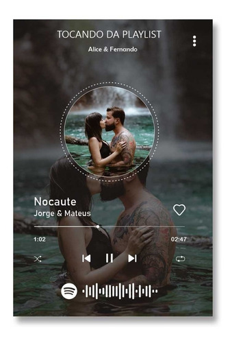 Placa Decorativa Spotify Personalizado Com Sua Foto Musica