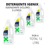 Pack Detergente Liquido Igenix 3 Lts X4un Desinfectante