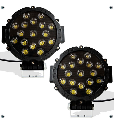 Par Faros 17 Led Redondo 4x4 Tipo Jeep Carcasa De Color