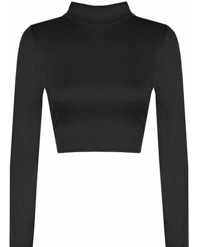 Crop Top Manga Larga Mujer Media Polera Top Sexy Moda Dama