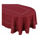 Grelucgo Solid Cranberry Color Hemstitched Tablecloth (oval 