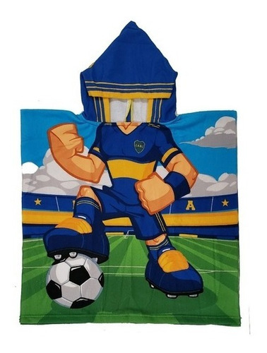 Toallon Poncho Infantil Futbol Microfibra