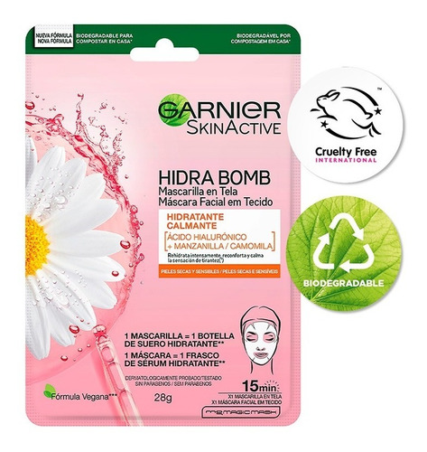 Mascarilla Calmante En Tela Hidra Bomb Garnier Skin Active 1