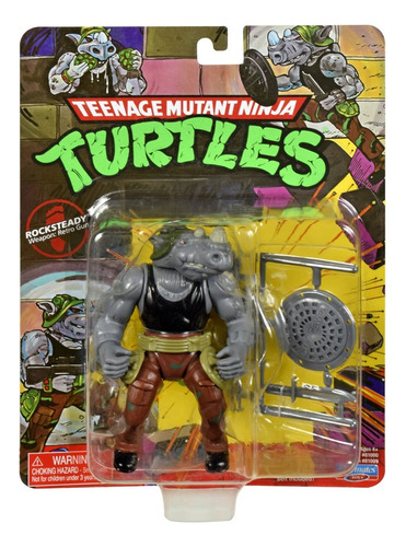 Tmnt Tortugas Ninja Rocksteady Línea Clásica Figura De 4