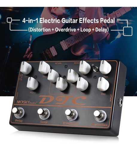 Mosky Dtc 4- En -1 Pedal De Efectos Guitarra Eléctrico Dist