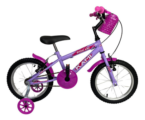 Bicicleta Criança Aro 16 Princesas Kami Star Kid C/ Rodinhas