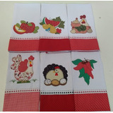 Kit 20 Panos De Prato Bordado Patchwork Com Bainha