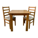 Conjunto De Mesa Madeira Maciça 4 Lugares Quadrada