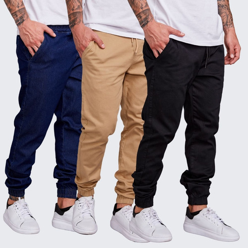 Kit 3 Calça Jeans Cargo Camuflada Masculina Jogger 15 Modelo