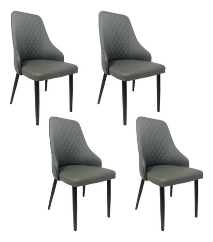 Pack 4 Sillas De Comedor Pu Estructura De La Silla 57023 - Gris