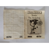 Manual Original Sonic Da Memória Master System 3