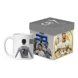Taza Cristiano Ronaldo Para Café Con Caja De Regalo Fútbol