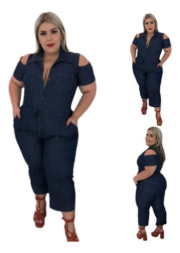 Macacão Macaquinhos Femininos Calça Pantacourte Plussize