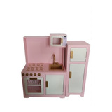 Cozinha Infantil Modulada Brinquedo Pintada Rosa Dourada