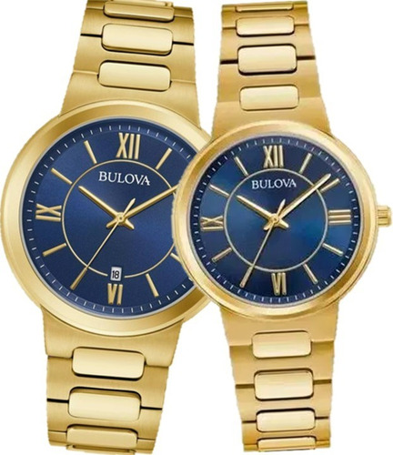 Reloj Pareja Bulova 97b199 97l165 Dorado Original