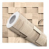 Papel De Parede Adesivo Lavável Cubos Madeira Natural 3m