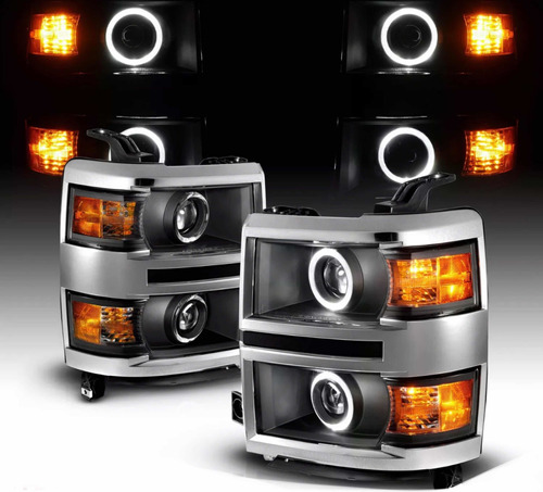 Par Faros Led / Halo Chevrolet Cheyenne Silverado 2014 2015