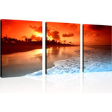 3 Paneles Decoración De Pared De Fotos De Playa Atarde...