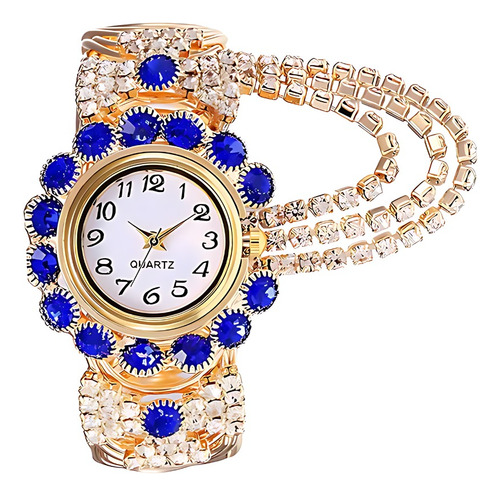 Reloj De Cuarzo Redondo Brillante Con Diamantes Para Mujer