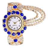 Reloj De Cuarzo Redondo Brillante Con Diamantes Para Mujer