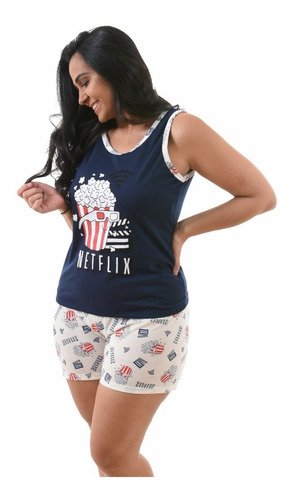 Pijama Feminino Curto Verão Baby Doll Promoção Shorts Blusa