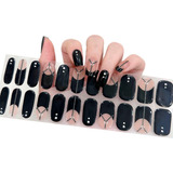 Uñas Semicuradas Uv Diseño Casual Black Set