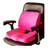 Cojin Asiento Con Soporte Respaldo Lumbar Para Sillas Kit Color Rosa Diseño De La Tela Rayado