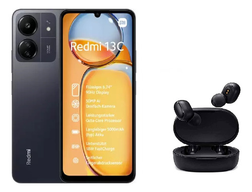 Xiaomi Redmi 13c 256gb 8gb Ram Black Versão Global + Fone 