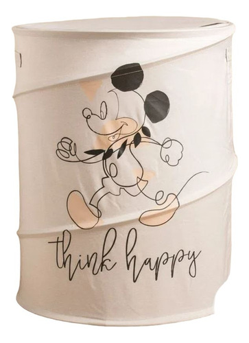 Canasto Cesto Organizador Con Tapa Laundry Mickey Happy Gris