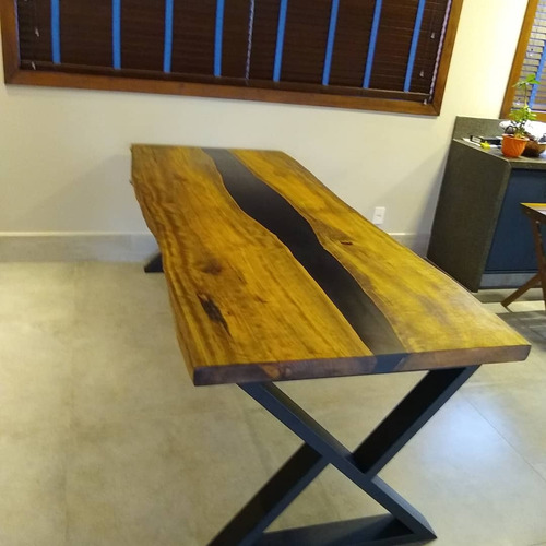 Mesa Madeira Maciça E Resina 80x80.