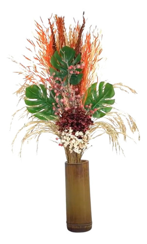 Vaso De Flores Secas Grande Bambu Natural Costela De Adão