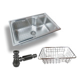 Bacha Cocina De Apoyar 68x45x22 + Canasto Original  Inox 304