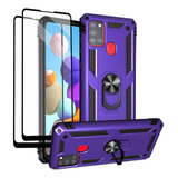 Carcasa Para Galaxy A21s Con Protectores De Pantalla Morado