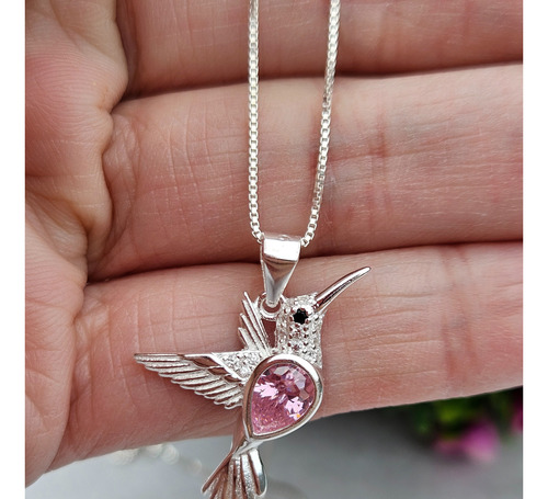 Conjunto Cadena Con Dije Colibri Cubic Plata 925