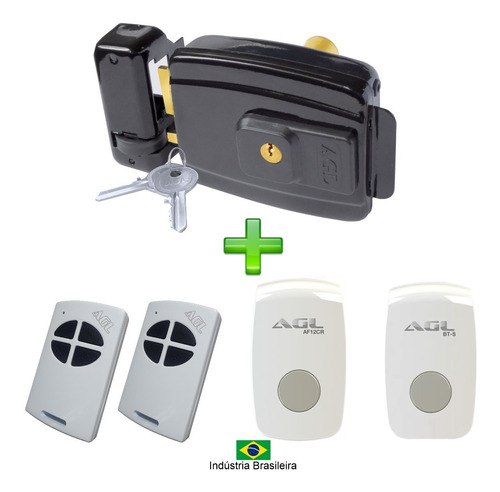 Kit Fechadura + Kit Controle Remoto +  Botoeira Simples