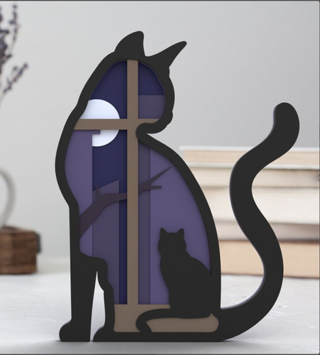 Figura Decorativa Gato Animal Mascota En Madera