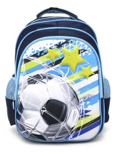 Mochila Escolar Primaria Trendy 16 PuLG 3d Futbol 16758 Color Azul
