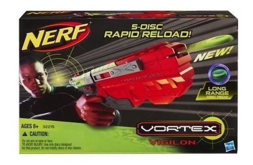 Nerf Pisotola Lanza Discos Vortex Vigilon-5 Hasbro Orig Full