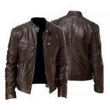 Chaqueta De Cuero For Hombres Slim Forrado De Talla Grande