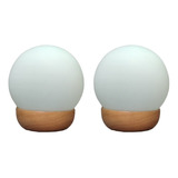 Combo X 2 Veladores Nórdicos Madera Globo Opal Satinado Ø15