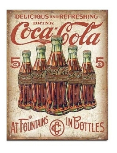 Letrero Cuadro Tipo Vintage 8a Fuente Coca Cola Mdf 20x26 