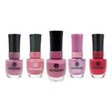 Kit Esmalte Ana Hickmann 5 Tons De Rosa Cremoso 9ml