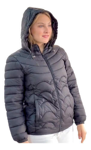 Campera Inflable Mujer Invierno Con Capucha Desmontable 