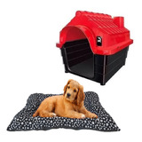 Cama Quadrada Fibra Acolchoada Pet + Casinha N4 Dog Pet Shop